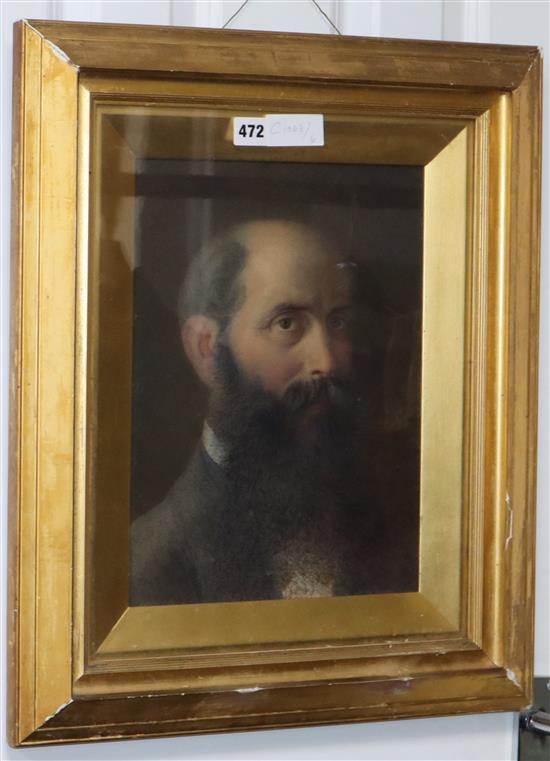 English School c.1900, watercolour, Portrait of a bearded gentleman, 34 x 25cm